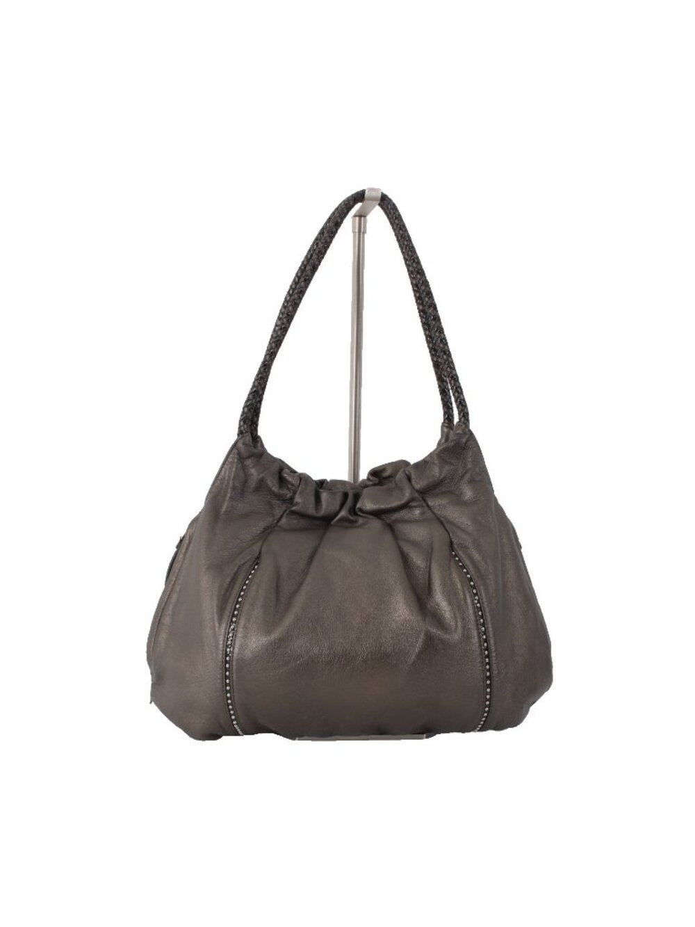 Brighton Purse 12 x 16 x 2 Brown Metallic Silver Studs Double Handles Leather